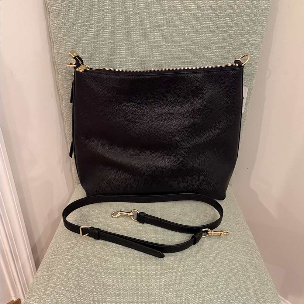 Coach Marlon Black Pebbled Leather Hobo Shoulder Bag with Gold Hardware - Picture 3 of 10
